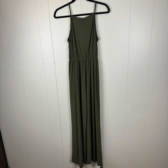 Kaileigh Lexy Olive Green Knit Wide Leg Jumpsuit Spaghetti Strap M - Picture 4 of 8